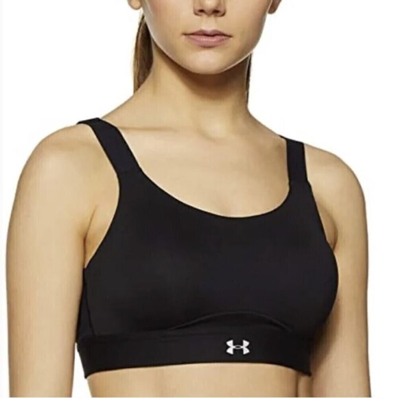 Under Armour Black Eclipse High Impact Sports Bra Hook And Loop Back Closure - Picture 1 of 16